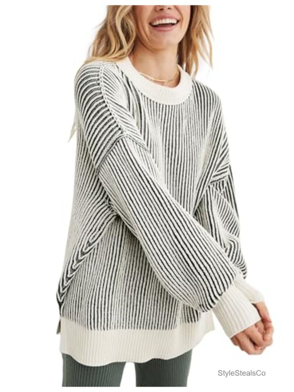 Tomosc Chenille Sweater Women Crew Neck Pullover Color Block Knit